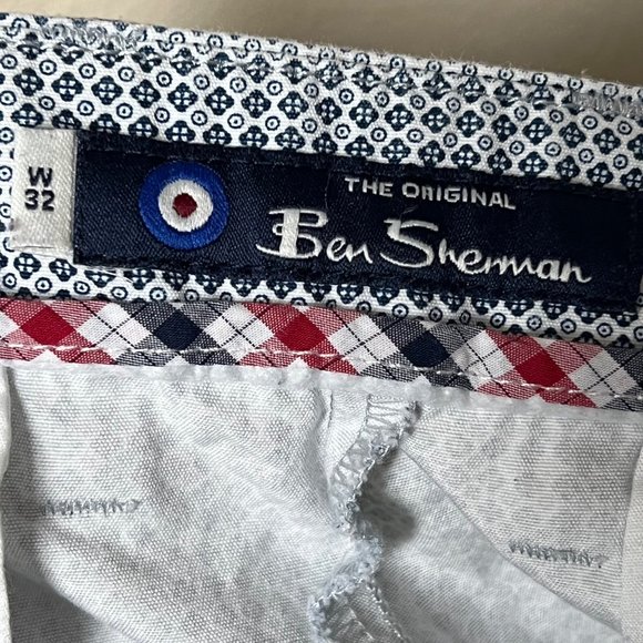 Ben Sherman Micro Print Chambray True Indigo Men's Golf Shorts Size 32 - Picture 7 of 9